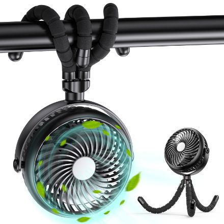 Quiet Stroller Fan with 3 Speed and Brightness Settings Towkka Portable Camping Fan with Led Lights 4 in 1 Rechargeable 5000mAh USB Desk Oscillating Fan 