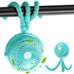 AMACOOL 5000mAh rechargeable baby stroller fan with flexible tripod and 360° rotatable head - Blue