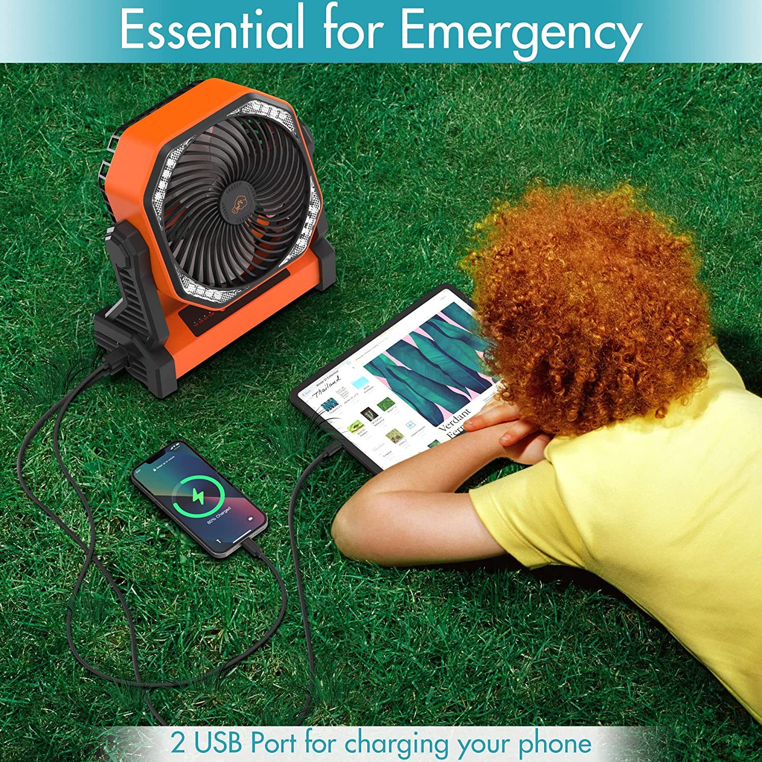 AMACOOL Camping Fan with LED Lantern, 8 inch 20000mAh Rechargeable