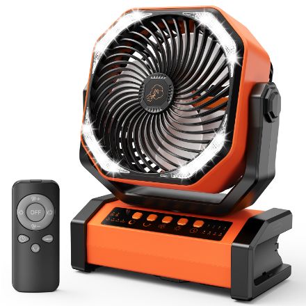 20000mAh Rechargeable Battery Powered Fan, 8 inch Auto-Oscillating Table Fan with Remote & Timer - Portable Camping Fan with LED Light