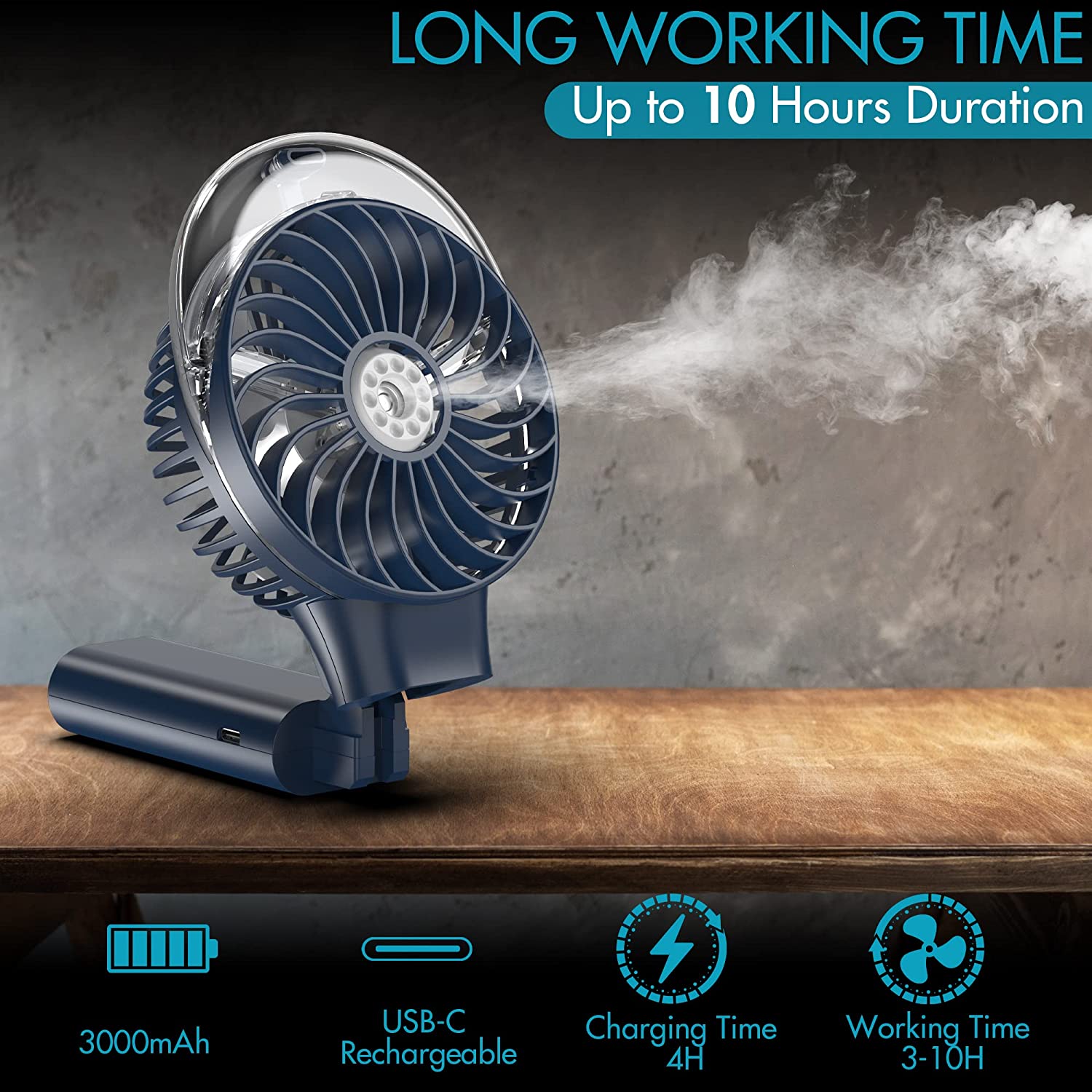 Portable handheld misting fan amacool