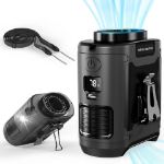 AMACOOL rechargeable portable waist fan clip-on wearable personal cooling fan with LED light - Black