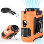 AMACOOL rechargeable portable waist fan clip-on wearable personal cooling fan with LED light - Orange