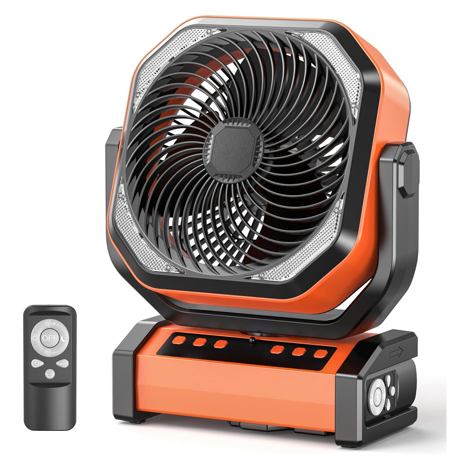 Camping Fan with Light, 20000mAh Rechargeable Battery Operated Fan ...
