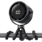 AMACOOL Baby Stroller Fan, Rechargeable Portable Clip on Fan, 17H Cooling with 5 Speeds, LED Display, 360°Rotate Personal Cooling Fans for Car Seat, Crib, Travel, Camping, Gifts for New Parents