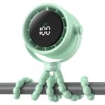 AMACOOL Baby Stroller Fan, Rechargeable Portable Clip on Fan, 17H Cooling with 5 Speeds, LED Display, 360°Rotate Personal Cooling Fans for Car Seat, Crib, Travel, Camping, Gifts for New Parents