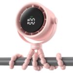 AMACOOL Baby Stroller Fan, Rechargeable Portable Clip on Fan, 17H Cooling with 5 Speeds, LED Display, 360°Rotate Personal Cooling Fans for Car Seat, Crib, Travel, Camping, Gifts for New Parents