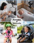 Portable stroller fan on outdoor stroller walk and family travel