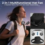 AMACOOL 2-in-1 Hands-Free Hat Fan with Detachable Neck Fan, UPF 50+ Wide Brim Sun Hat, 3-Speed Adjustable, 2600mAh Rechargeable Fishing Essentials for Men Women Camping Travel Delivery Outdoor