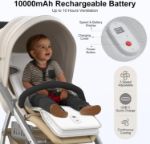 AMACOOL Baby Stroller Cooling Pad, 3D Breathable Cooler Pad with 2 Built-in Blower, Max 10H Ventilation 3 Speeds 10000mAh Rechargeable Car Seat Liner Cooling Cushion for Toddler Baby Summer Essentials